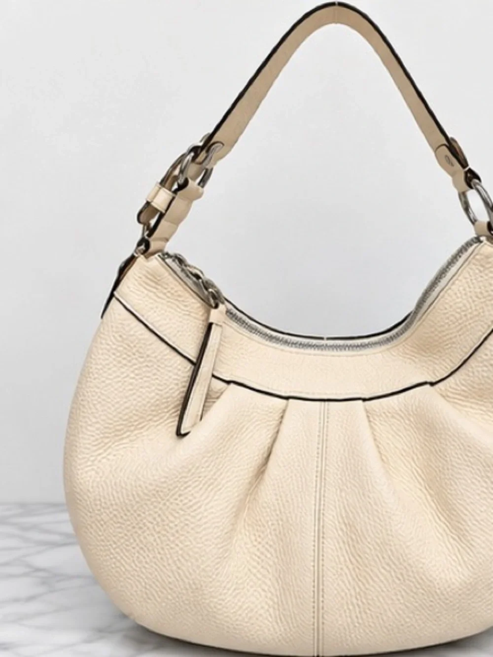 Coach Pebble Cream Leather Hobo Bag - Shoulder Bag